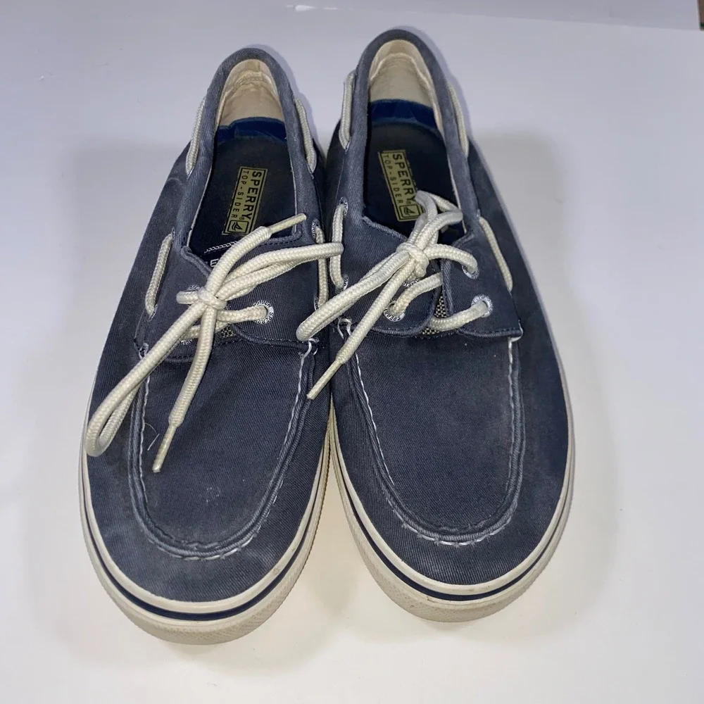 Sperry Top-Sider Mens Bahama Navy Blue Canvas Boat Shoe Sneakers 8.5M B13-CH171